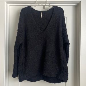 Free People Vneck Sweater - Black